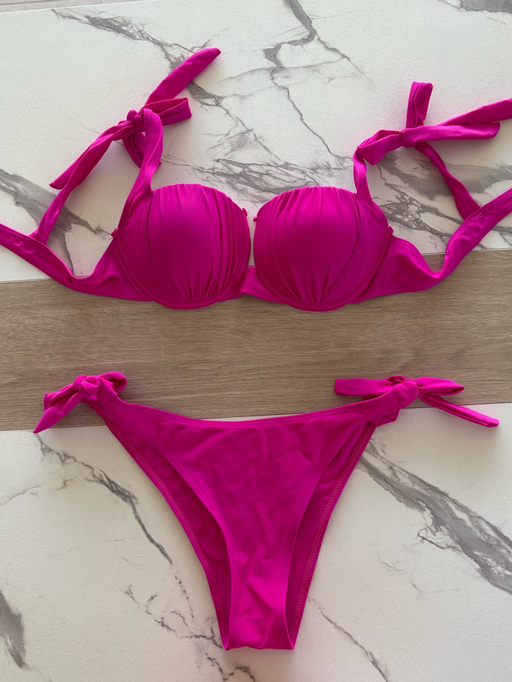 Hot Pink Tie-Side Bikini Set